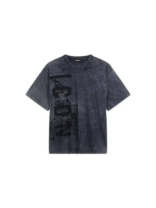 Men s Splash Logo Cotton T Shirt Charcoal - DSQUARED2 - BALAAN 1