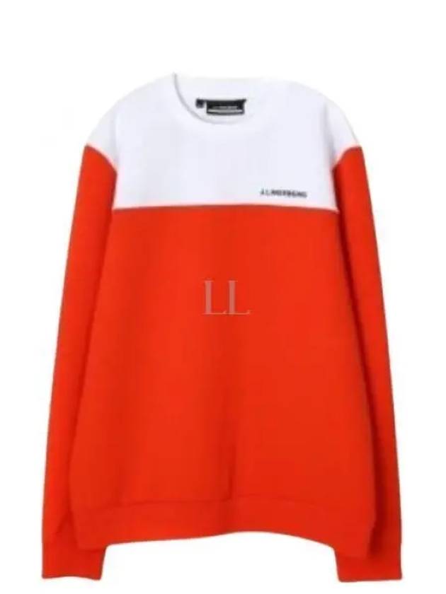 Men's Jeff Crew Neck Polyester Sweatshirt Fiery Red - J.LINDEBERG - BALAAN 2