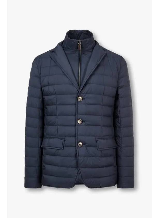 Men s Zip up Bibb Single Down Padded Jacket Navy - HERNO - BALAAN 1