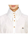 Embroidered Logo Big Collar Cotton Long Sleeve Shirt White - VIVIENNE WESTWOOD - BALAAN 9