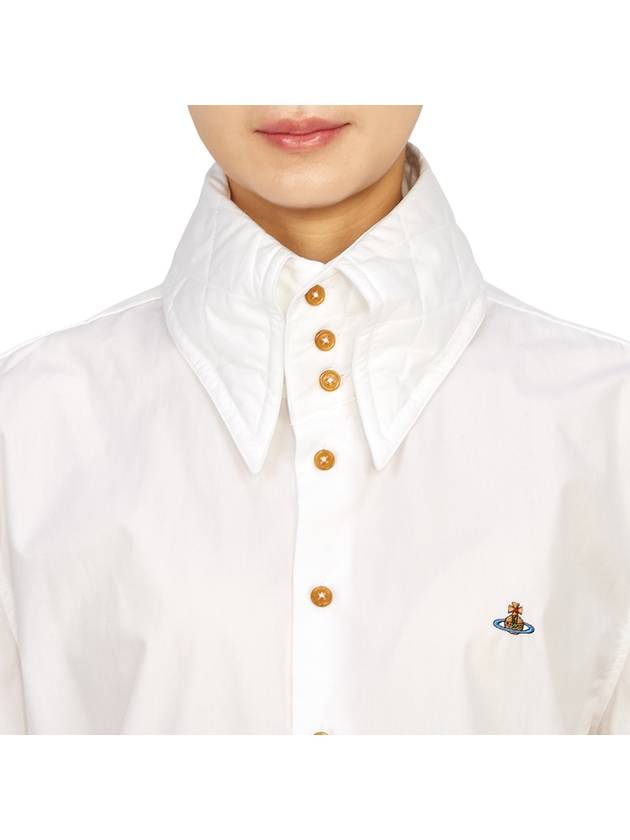 Embroidered Logo Big Collar Cotton Long Sleeve Shirt White - VIVIENNE WESTWOOD - BALAAN 9