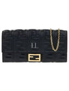 Baguette Continental Chain Leather Long Wallet Black - FENDI - BALAAN 2