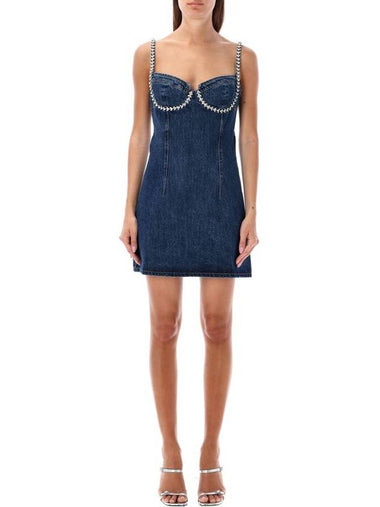 Self-Portrait Denim Mini Dress Crystal - SELF PORTRAIT - BALAAN 1