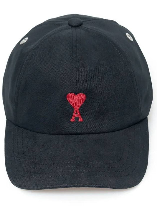 Embroidered Heart Logo Ball Cap Black - AMI - BALAAN 2