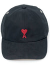 Embroidered Heart Logo Ball Cap Black - AMI - BALAAN 3