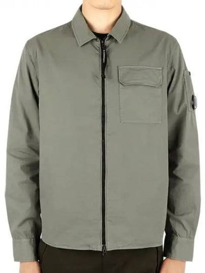 Gabardine Zip Up Long Sleeve Shirt Green - CP COMPANY - BALAAN 2