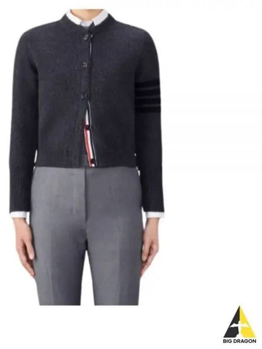 Striped Detail Wool Cardigan Dark Grey - THOM BROWNE - BALAAN 2