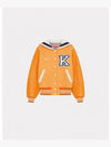 Embroidered Logo Wool Bomber Jacket Orange - KENZO - BALAAN 2