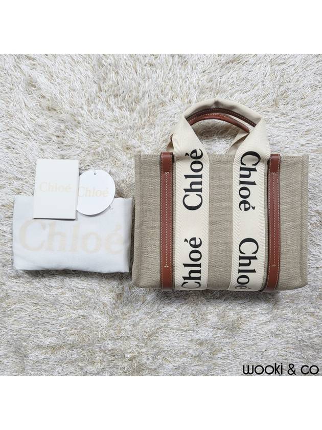 Woody Small Canvas Tote Bag White Brown Beige - CHLOE - BALAAN 2