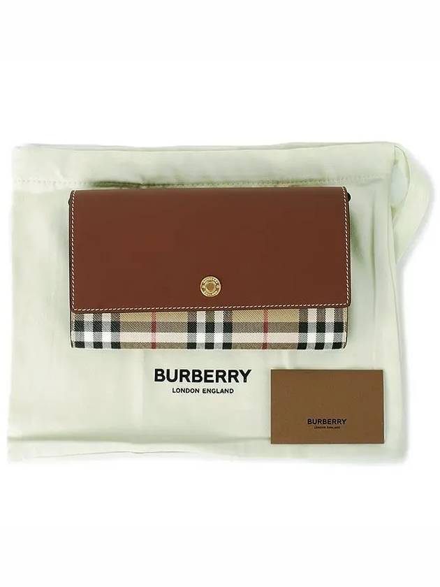 Vintage Check Leather Long Wallet Brown - BURBERRY - BALAAN 9