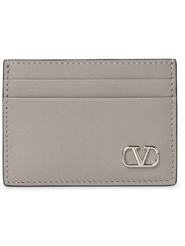 V Logo Signature Card Wallet Grey - VALENTINO - BALAAN 1