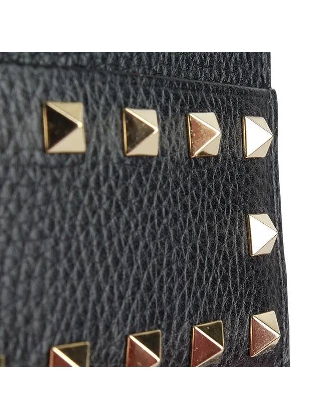 Rockstud Calfskin Card Wallet Black - VALENTINO - BALAAN 6