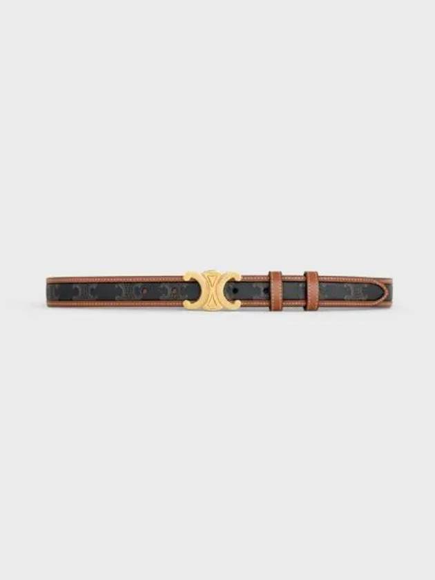 Women's Medium Triomphe Canvas Calfskin Belt Brown - CELINE - BALAAN 2