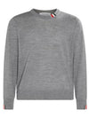 Intarsia Stitch Crew Neck Merino Wool Knit Top Light Grey - THOM BROWNE - BALAAN 2