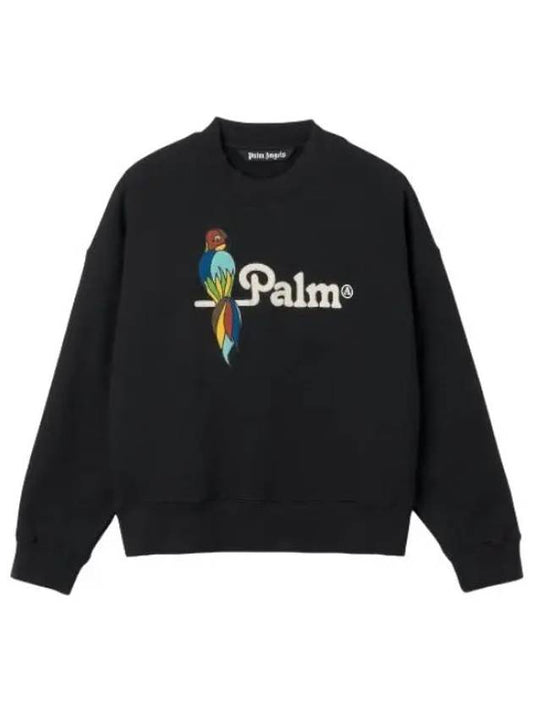 Parrot Cotton Sweatshirt Black T Shirt - PALM ANGELS - BALAAN 1