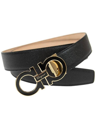 Gancini Metal Logo Leather Belt Black - SALVATORE FERRAGAMO - BALAAN 2