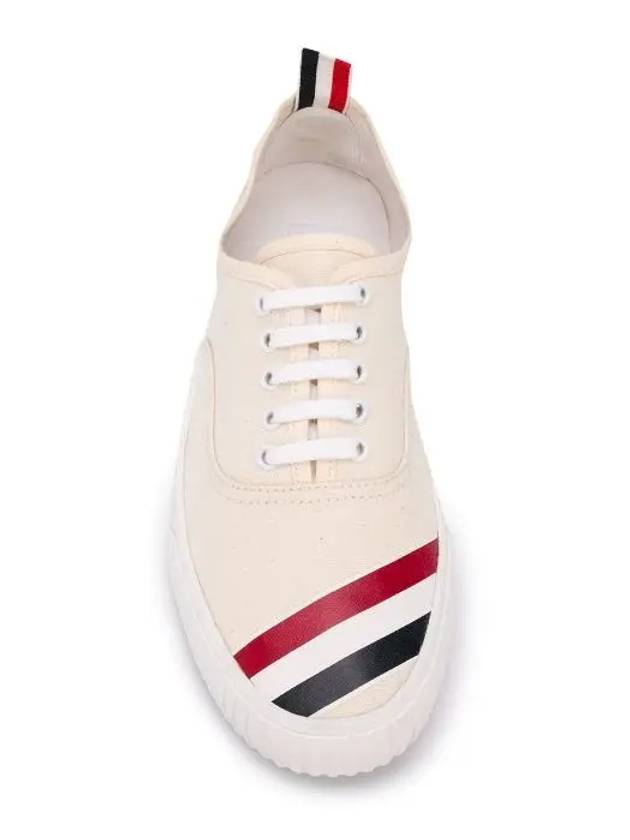 Men's Canvas Diagonal Stripe Heritage Sneakers White - THOM BROWNE - BALAAN 5