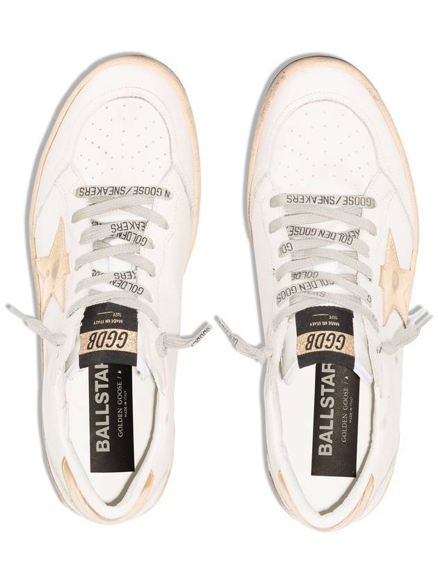 Women's Ballstar Leather Upper Laminate Star Heel Tab Low Top Sneakers Milk Gold - GOLDEN GOOSE - BALAAN 5