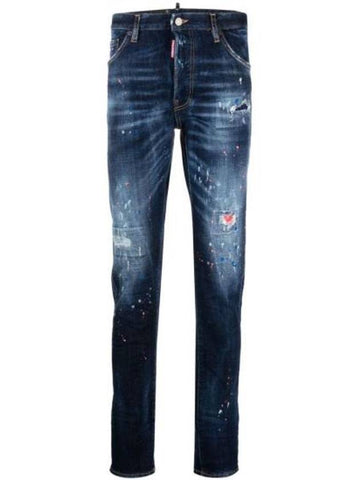 Cool Guy Dark Neon Splash Wash Jeans Dark Blue - DSQUARED2 - BALAAN 1