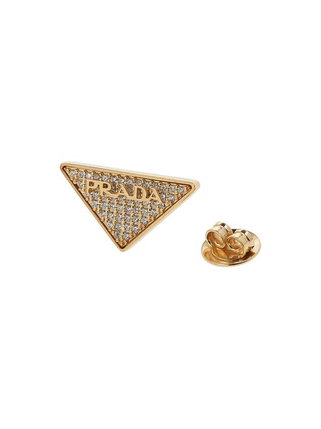 Crystal Logo Zirconie Earrings Gold - PRADA - BALAAN 7