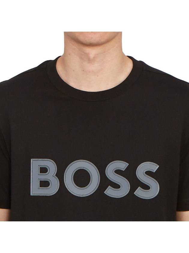 Logo Print Cotton Jersey Regular Fit Short Sleeve T-shirt Black - HUGO BOSS - BALAAN 6