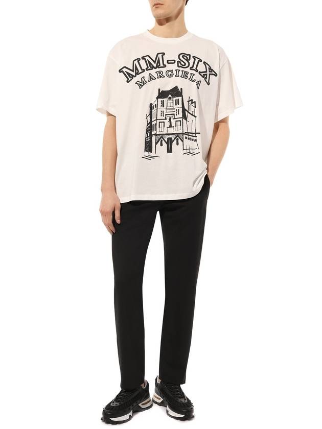 MM6 Logo Print Overfit Cotton Short Sleeve T-Shirt White - MAISON MARGIELA - BALAAN 8