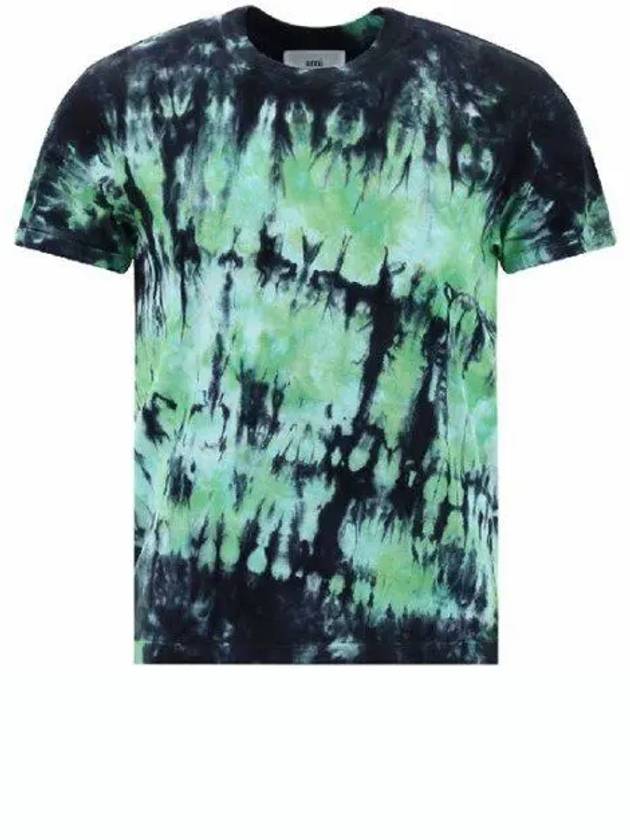 Tie Dye Printed Short Sleeve T-Shirt Green - AMI - BALAAN 2