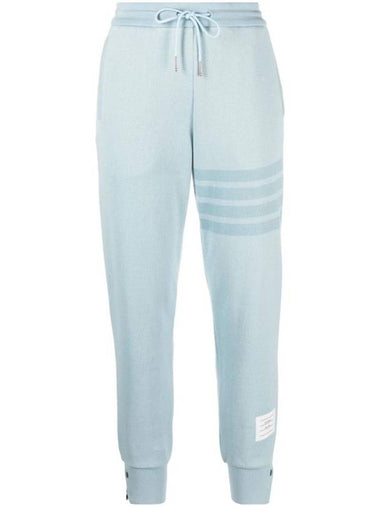 Double Face Knit 4 Bar Stripe Sweat Track Pants Light Blue - THOM BROWNE - BALAAN 1