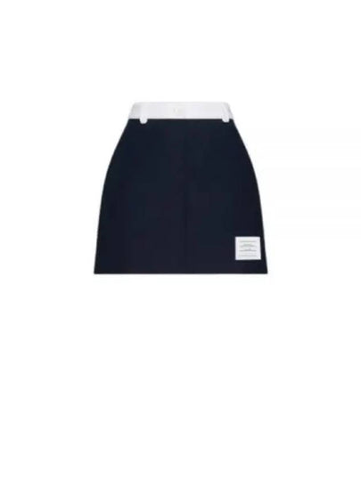 Tech Twill Mini H Line Skirt Navy - THOM BROWNE - BALAAN 2