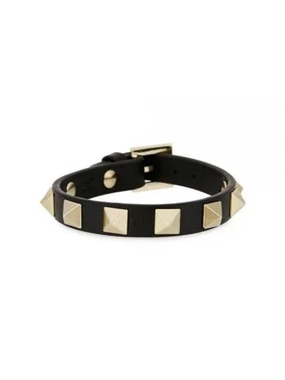 Rockstud Leather Bracelet Black - VALENTINO - BALAAN 2