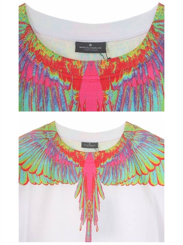 Men's Fluo Wing Print Short Sleeve T-Shirt White - MARCELO BURLON - BALAAN 7