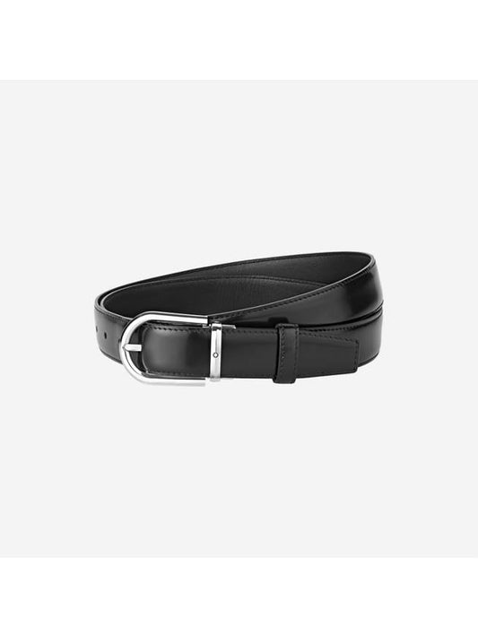 Horseshoe Buckle 30mm Leather Belt Black - MONTBLANC - BALAAN 1