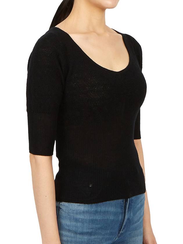 Women's Short Sleeve Knit Top Black - GANNI - BALAAN 4