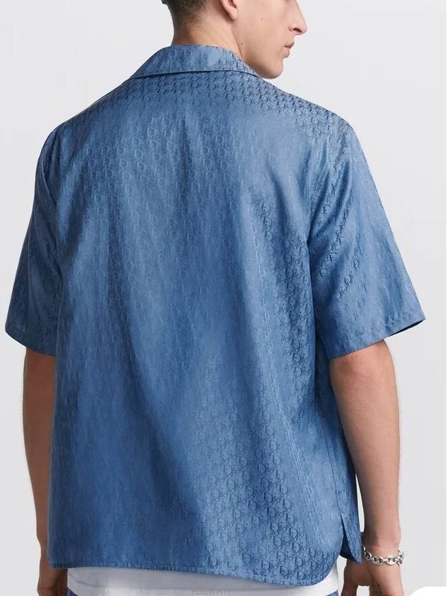 Oblique Cotton Jacquard Short Sleeve Shirt Blue - DIOR - BALAAN 5