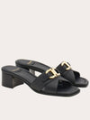 Gancini Ornament Slide Sandal Heels Black - SALVATORE FERRAGAMO - BALAAN 2