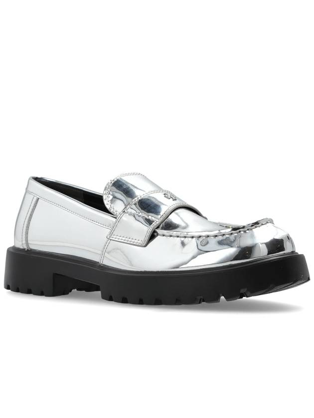 Tory Burch Lug Loafers Shoes, Women's, Silver - TORY BURCH - BALAAN 4