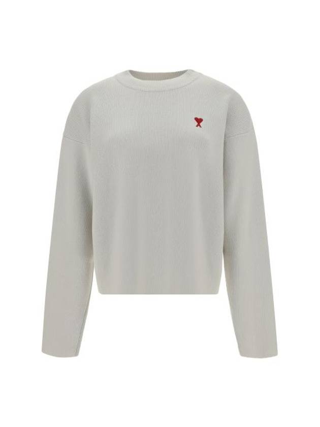 De Coeur Small Heart Logo Knit Top Light Grey - AMI - BALAAN 1