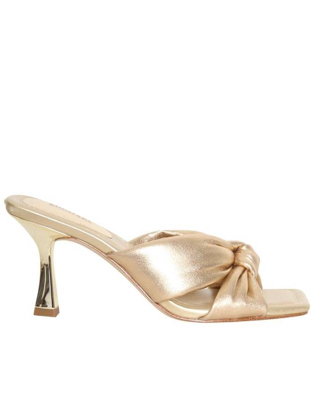 Elena Metallic Leather Sandal Heels Gold - MICHAEL KORS - BALAAN 2