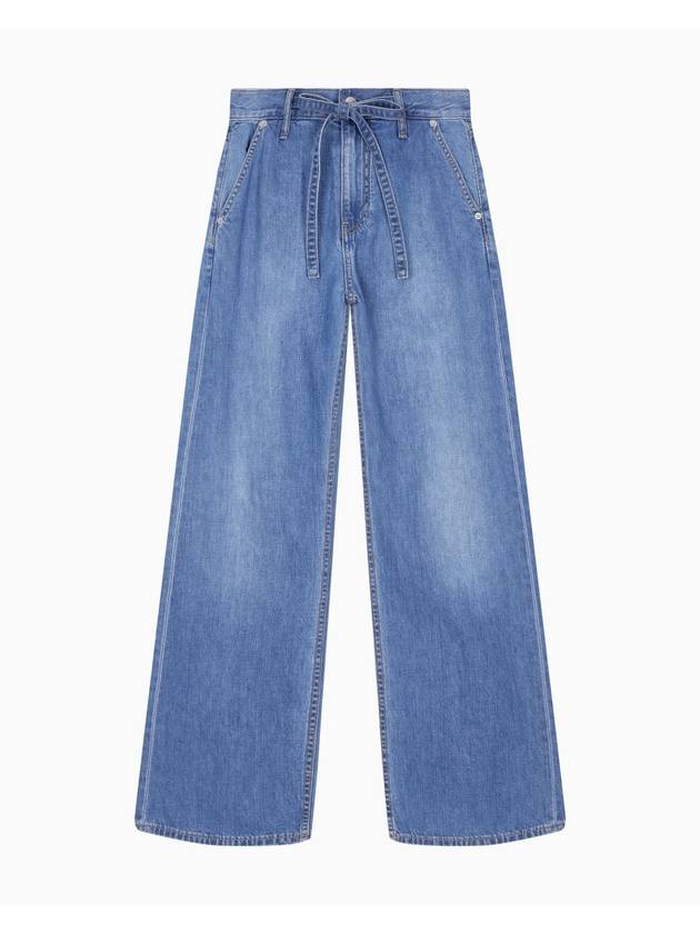 Jeans High Rise Wide Denim Mid Blue - CALVIN KLEIN - BALAAN 1