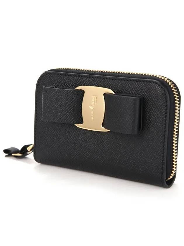 Vara Bow Zipper Card Wallet Black - SALVATORE FERRAGAMO - BALAAN 5