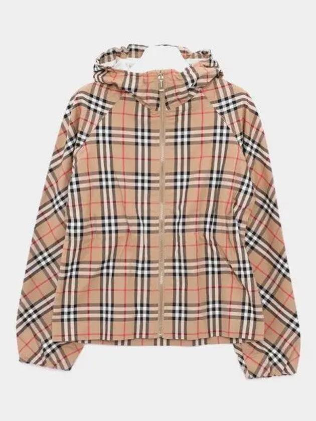 Kids Vintage Check Cotton Hooded Jacket Beige - BURBERRY - BALAAN 2