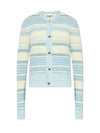 Striped Soft Wool Cardigan Light Blue - GANNI - BALAAN 2