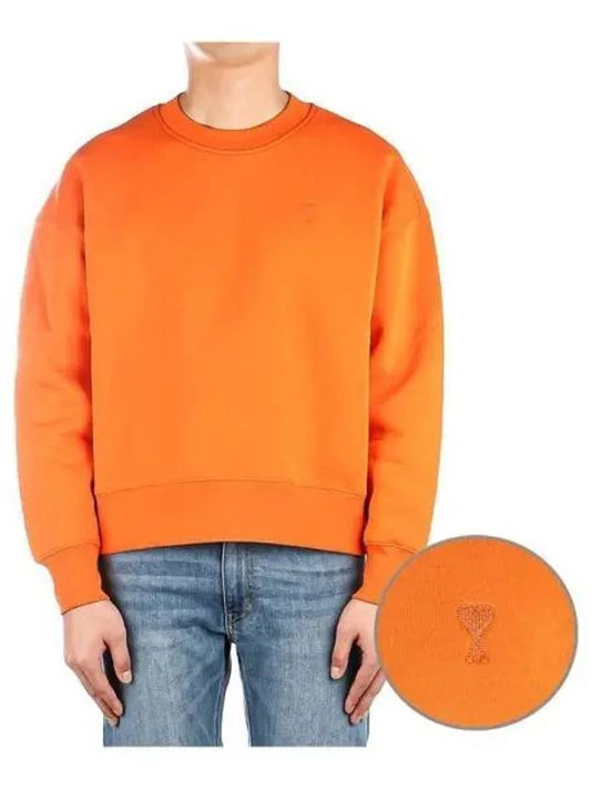 Tonal Heart Crew Neck Sweatshirt Orange - AMI - BALAAN 2