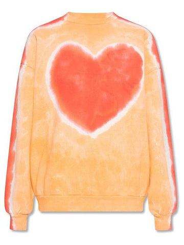 Heart Print Tie Dye Sweatshirt Orange - ACNE STUDIOS - BALAAN 1