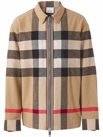 ExaGGerated Check Wool Cotton Overshirt Jacket Archive Beige - BURBERRY - BALAAN 2