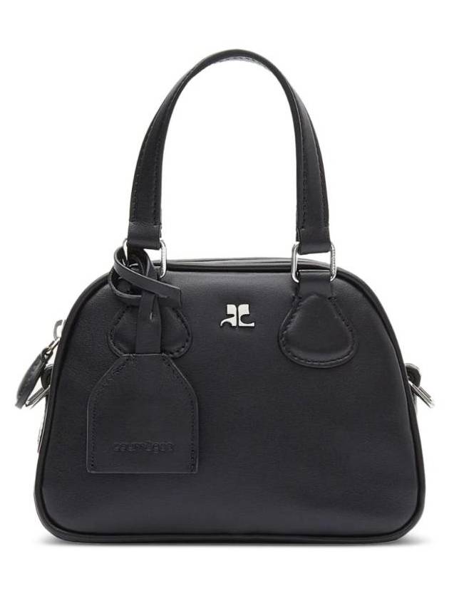 Logo Mini Leather Bowling Tote Bag Black - COURREGES - BALAAN 1