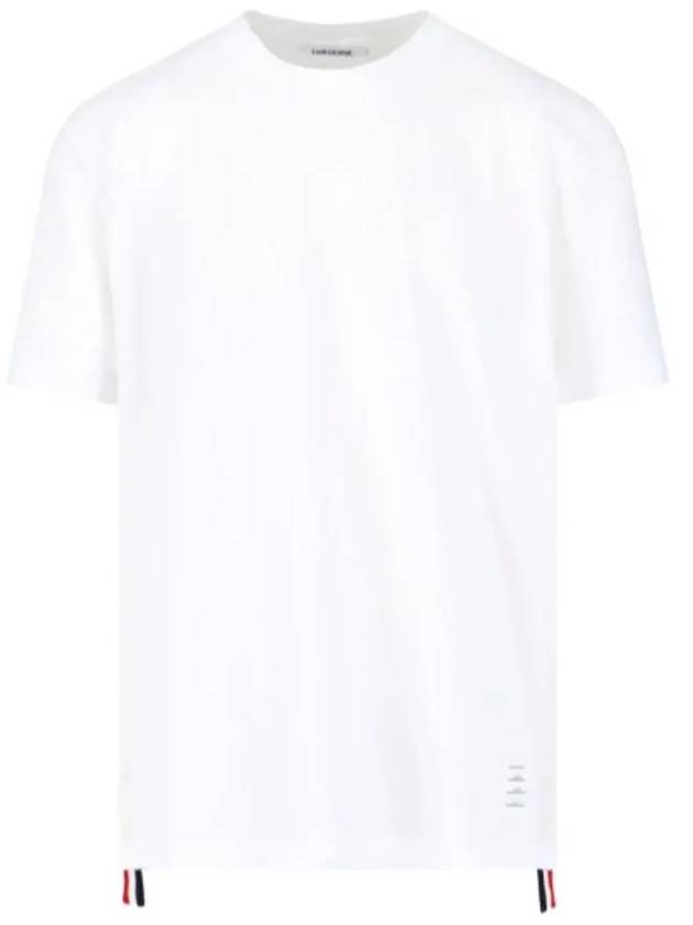 Men's Center Back Striped Short Sleeve T-Shirt White - THOM BROWNE - BALAAN 2