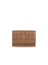 Cassandra Quilting Leather Half Wallet Brown - SAINT LAURENT - BALAAN 1