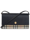 Hannah Check Leather Cross Bag Black Beige - BURBERRY - BALAAN 3