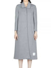 Women's Double Face Tech Round Collar Cotton Overcoat Medium Grey - THOM BROWNE - BALAAN 2